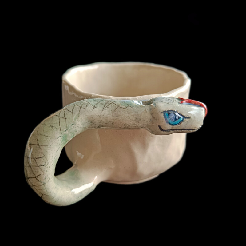 stoneware snake whistling mug 1